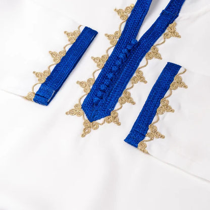 White blue Moroccan Djellaba for girls kids