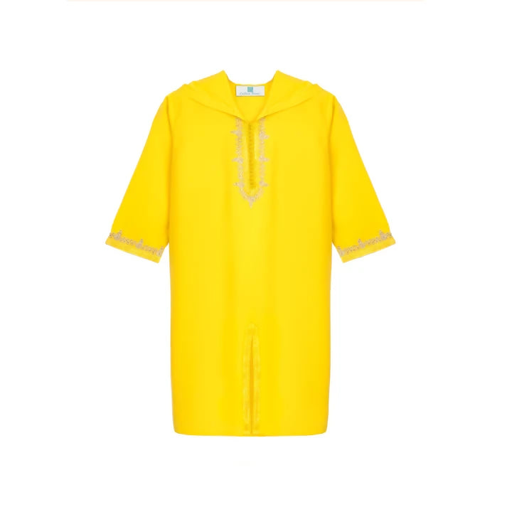 Yellow Moroccan Djellaba for girls kids