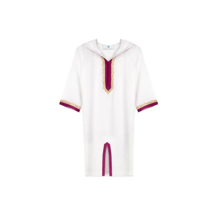 White Pink Moroccan Djellaba for girl kids