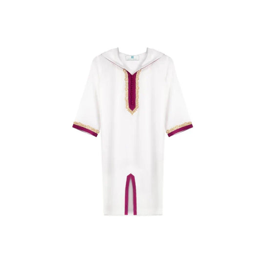 White Pink Moroccan Djellaba for girl kids